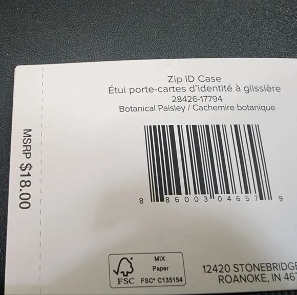 Vera Bradley Women's Cotton Zip Id Case Wallet, Botanical Paisley, One Size - Picture 4 of 6